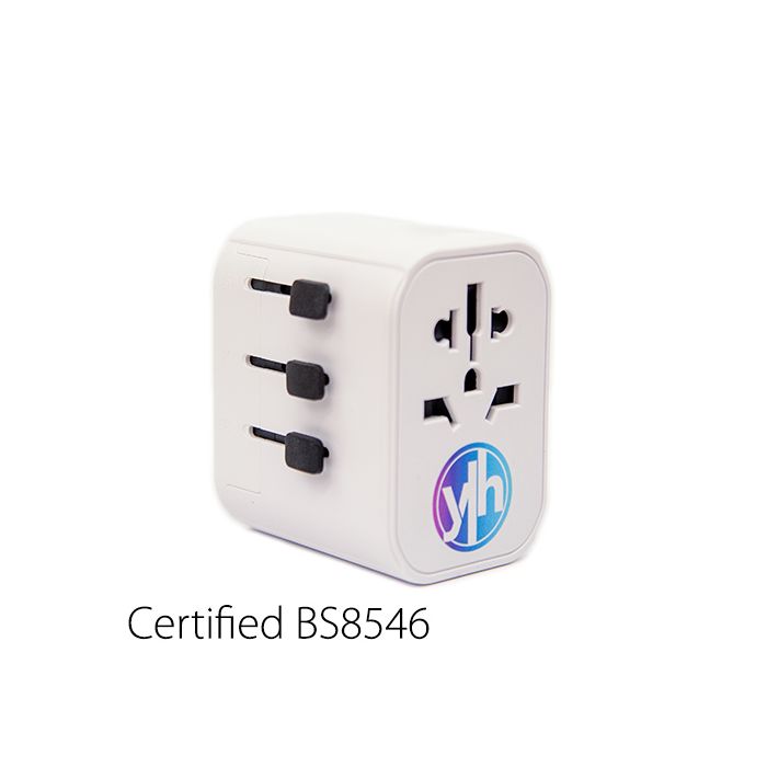 Travel Adaptor with coloured logo and BS code