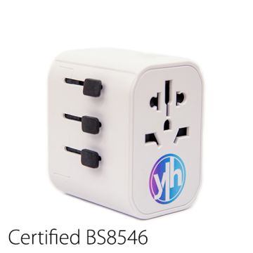 Travel Adaptor with coloured logo and BS code