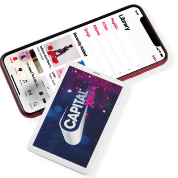 Card speaker with phone branded with capital xtra