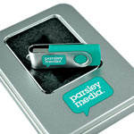 Branded USB stick with matching tin