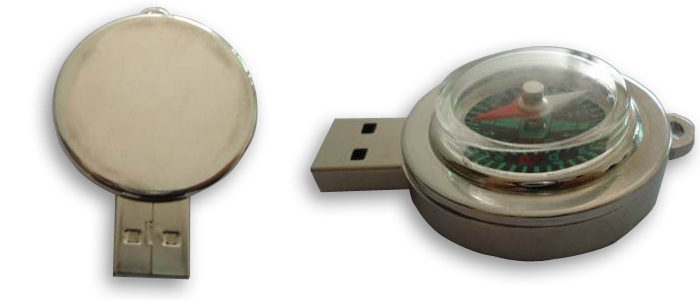 promotional usb stick with a compass on it