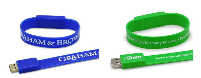 Examples of printed USB Wristbands from USB2U