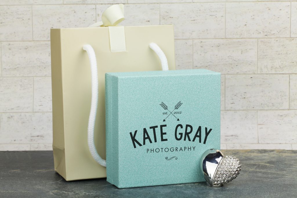 Blue luxury usb box and usb heart for photographers 