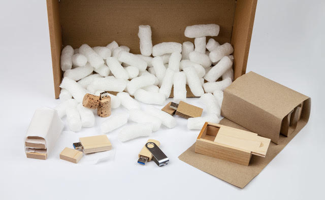 Eco Flo and recyclable packing materials with USB sticks